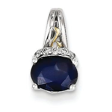 1.2 Carat 14K White Gold & Yellow Rhodium Diamond & Sapphire Pendant