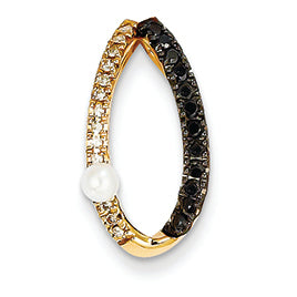 0.4 Carat 14K Gold Black & White Diamond & Fresh Water Pearl Pendant