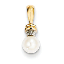 14K Gold Diamond and Freshwater Cultured Pearl Pendant