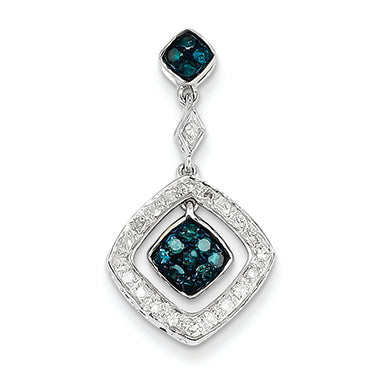 0.3 Carat 14K White Gold White & Blue Diamond Dangle Pendant