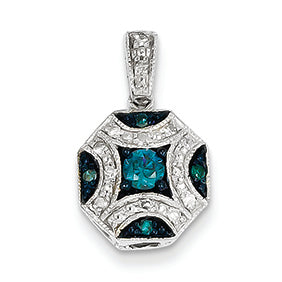 0.3 Carat 14K White Gold White & Blue Diamond Pendant