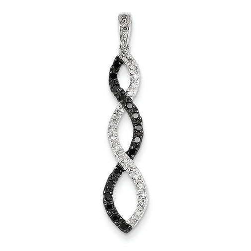 0.3 Carat 14K White Gold Black & White Diamond Twisted Pendant