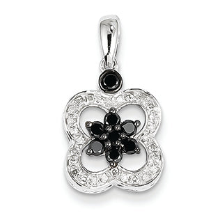 0.4 Carat 14K White Gold Black & White Diamond Flower Pendant