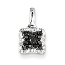 0.3 Carat 14K White Gold Black and White Diamond Square Pendant