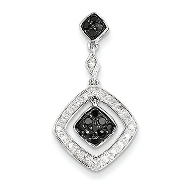 0.3 Carat 14K White Gold White & Black Diamond Dangle Pendant
