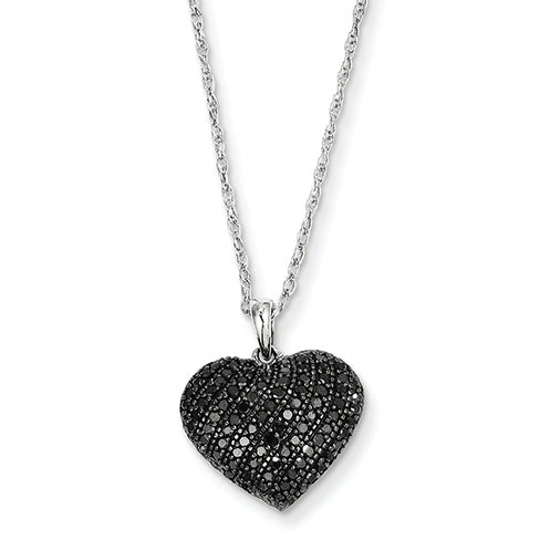 0.3 Carat 14K White Gold w/ Black Diamond Heart Pendant