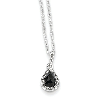 0.5 Carat 14K White Gold w/ Black and White Diamond Teardrop Pendant