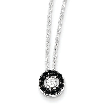 0.2 Carat 14K White Gold w/ Black and White Diamond Circle Pendant