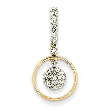 0.3 Carat 14K Gold Two-tone Dangle Cirlce Diamond Pendant
