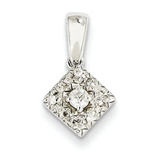 0.1 Carat 14K White Gold 0.1ct Diamond Square Pendant