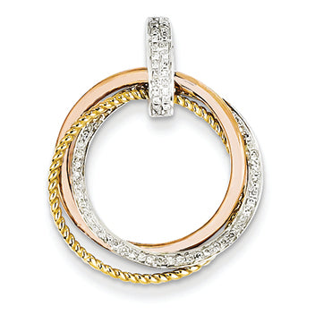 0.2 Carat 14K Gold Tri-color Gold Diamond Moveable Circle Pendant