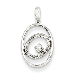 0.1 Carat 14K White Gold Diamond Oval Pendant