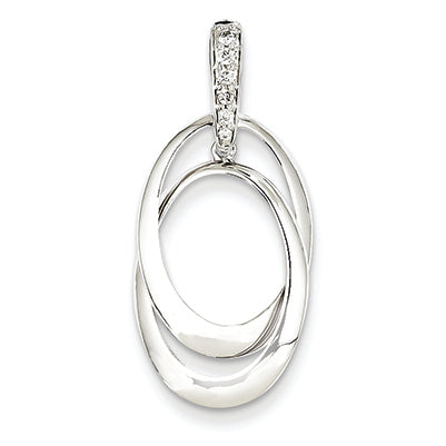 0.1 Carat 14K White Gold Diamond Double Oval Pendant