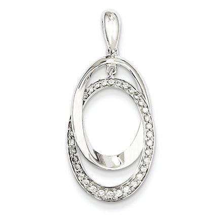 0.2 Carat 14K White Gold Diamond Oval Pendant