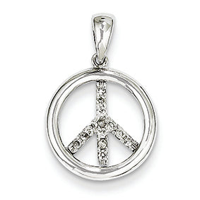 0.1 Carat 14K White Gold Diamond Peace Sign Pendant