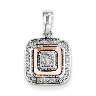 0.1 Carat 14K White Gold & Rose Rhodium Diamond Square Pendant