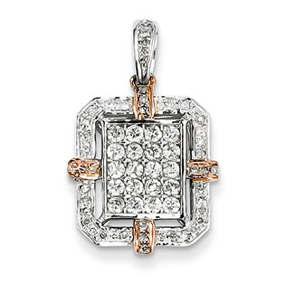 0.5 Carat 14K White Gold & Rose Rhodium Diamond Rectangle Pendant