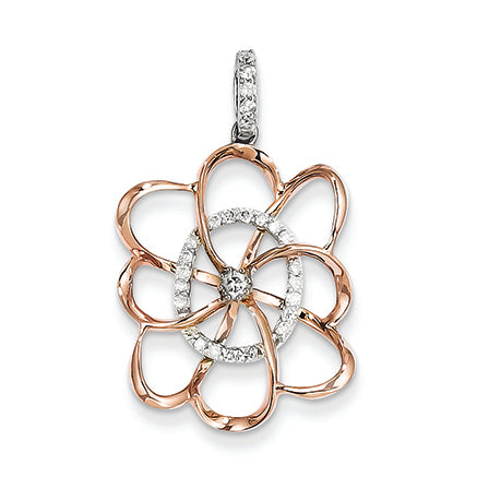 0.3 Carat 14K Gold Two-tone Diamond Flower Pendant