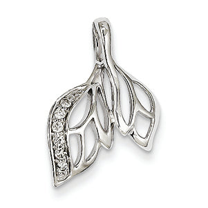 0.1 Carat 14K White Gold & Diamond Leaf Pendant Slide