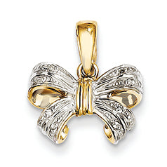 14K Gold Diamond Bow Pendant