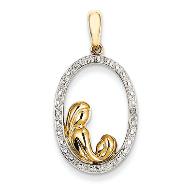 14K Gold Diamond Mother and Child Pendant