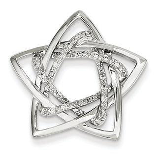 0.2 Carat 14K White Gold & Diamond Star Pendant Slide