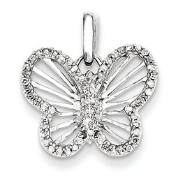 0.2 Carat 14K White Gold 0.19ct Diamond Butterfly Pendant