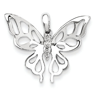 0.1 Carat 14K White Gold & Diamond Butterfly Pendant