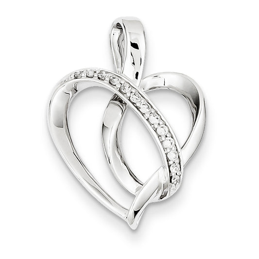 0.1 Carat 14K White Gold Diamond Heart Pendant