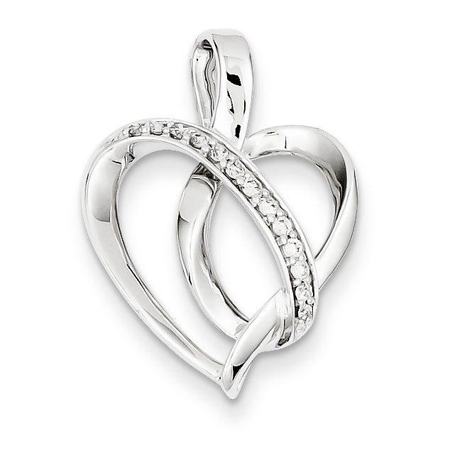 0.1 Carat 14K White Gold Diamond Heart Pendant