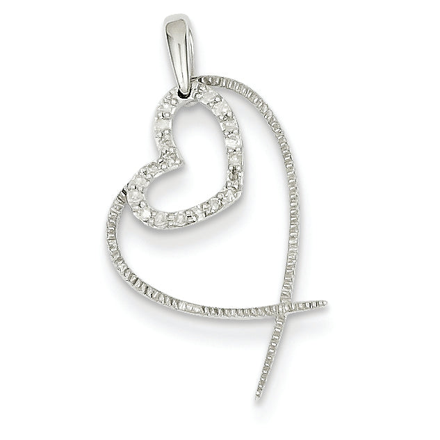 0.1 Carat 14K White Gold Diamond Heart Pendant