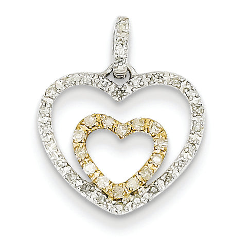 0.2 Carat 14K Gold Yellow & White Gold Diamond Heart Pendant