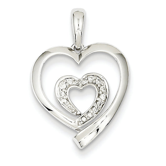 0.1 Carat 14K White Gold Diamond Heart Pendant