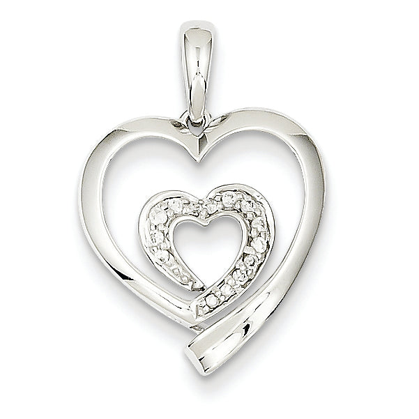 0.1 Carat 14K White Gold Diamond Heart Pendant