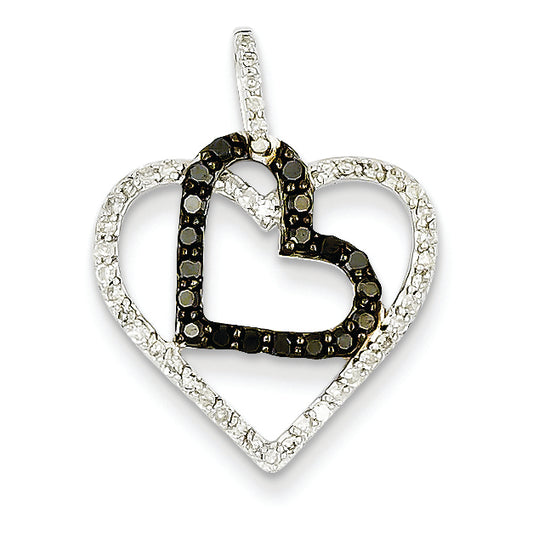 0.4 Carat 14K White Gold White & Black Diamond Heart Pendant