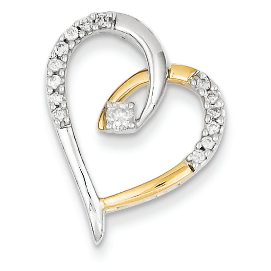 0.2 Carat 14K Gold Two-tone Heart Diamond Pendant