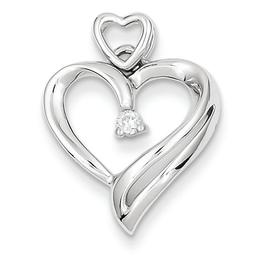 14K White Gold Diamonds Heart Pendant