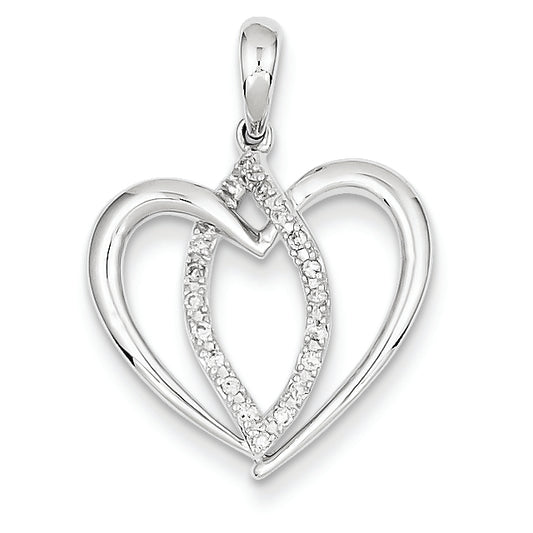 0.1 Carat 14K White Gold & Diamond Heart Pendant