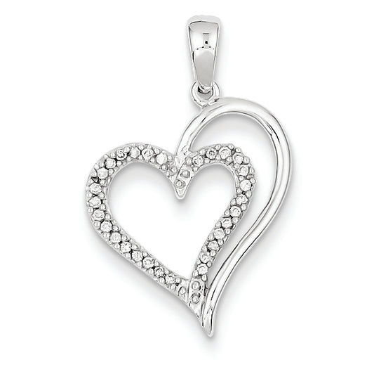 0.1 Carat 14K White Gold Diamond Heart Pendant