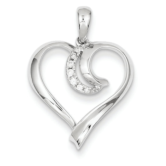 0.1 Carat 14K White Gold Diamond Heart Pendant