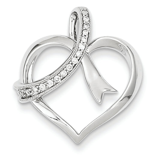 0.1 Carat 14K White Gold Diamond Heart Pendant
