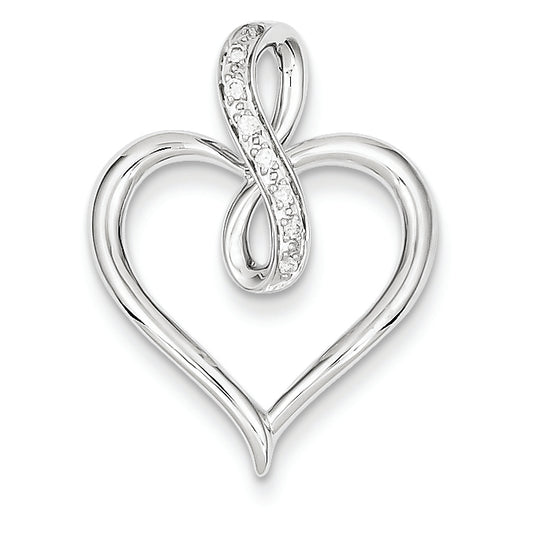0.1 Carat 14K White Gold Diamond Heart Pendant