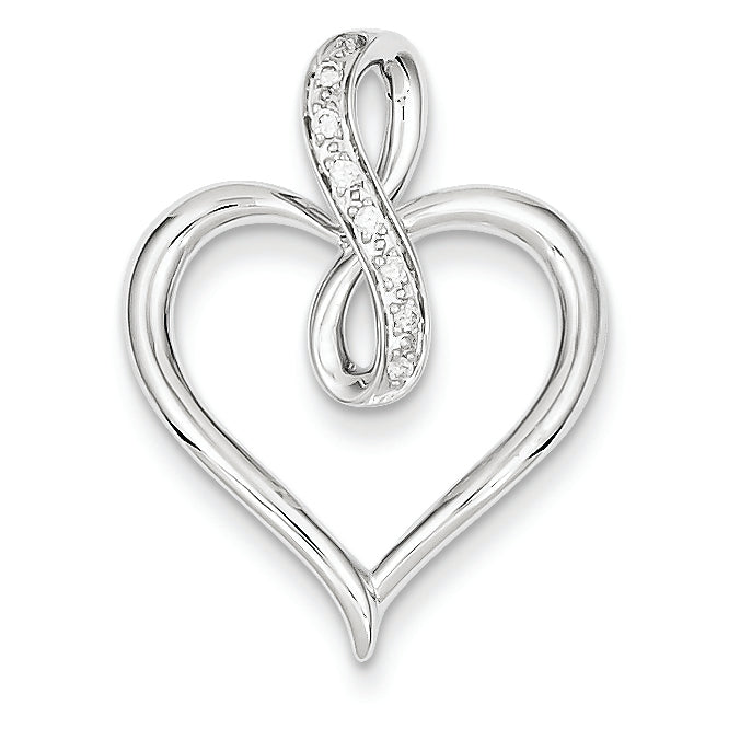 0.1 Carat 14K White Gold Diamond Heart Pendant
