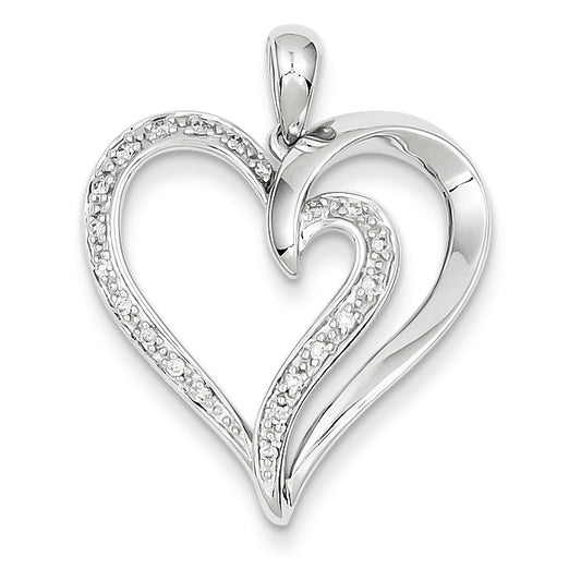 0.1 Carat 14K White Gold Diamond Heart Pendant