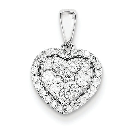 0.5 Carat 14K White Gold Diamond Heart Pendant