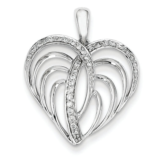 0.2 Carat 14K White Gold Diamond Heart Pendant