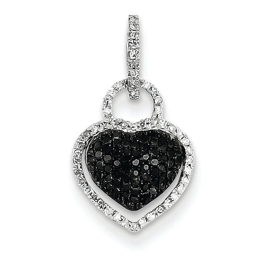 0.3 Carat 14K White Gold White and Black Diamond Heart Pendant
