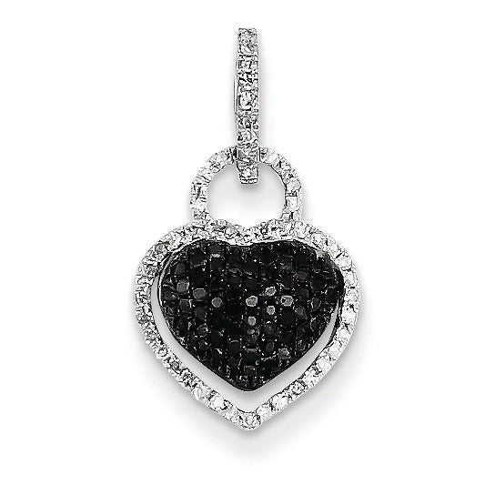 0.3 Carat 14K White Gold White and Black Diamond Heart Pendant