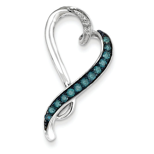 0.4 Carat 14K White Gold White & Blue Diamond Heart Pendant Slide