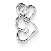 14K White Gold Diamond Double Heart Pendant
